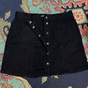 BDG Black Button-Up A-Line Skirt